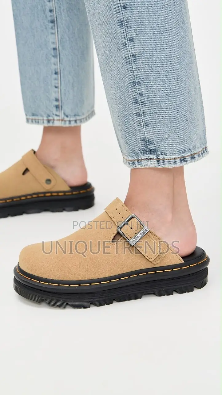 Quality DR. MARTENS ZEBZAG Suede Mules (Tan)