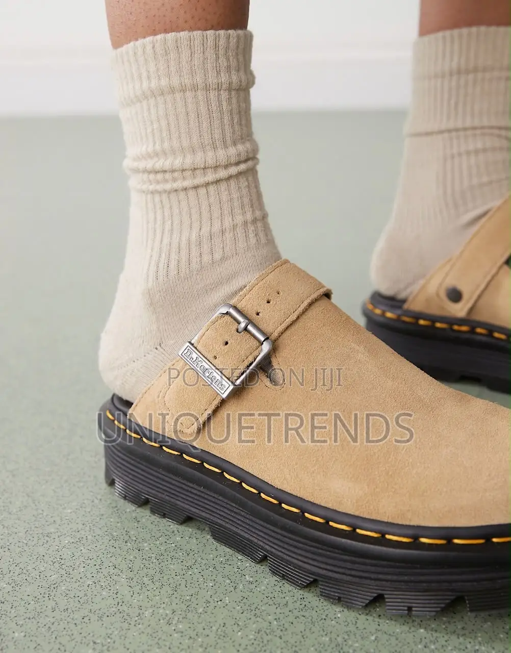 Quality DR. MARTENS ZEBZAG Suede Mules (Tan)