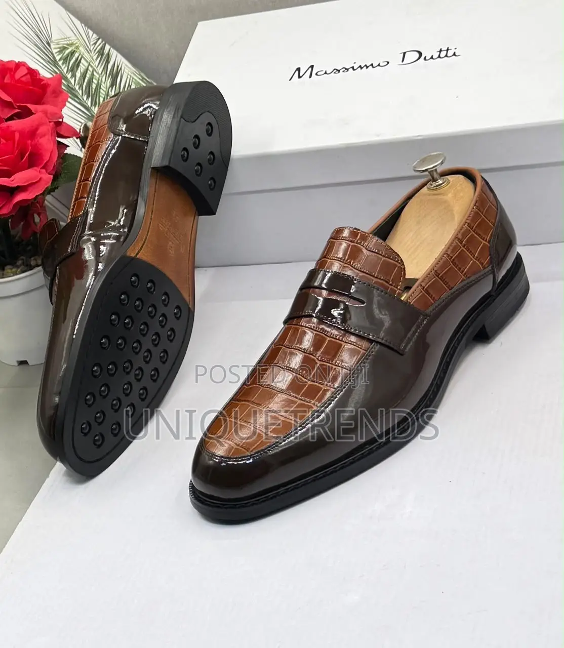 Classic Massimo Dutti Leather Penny Loafers
