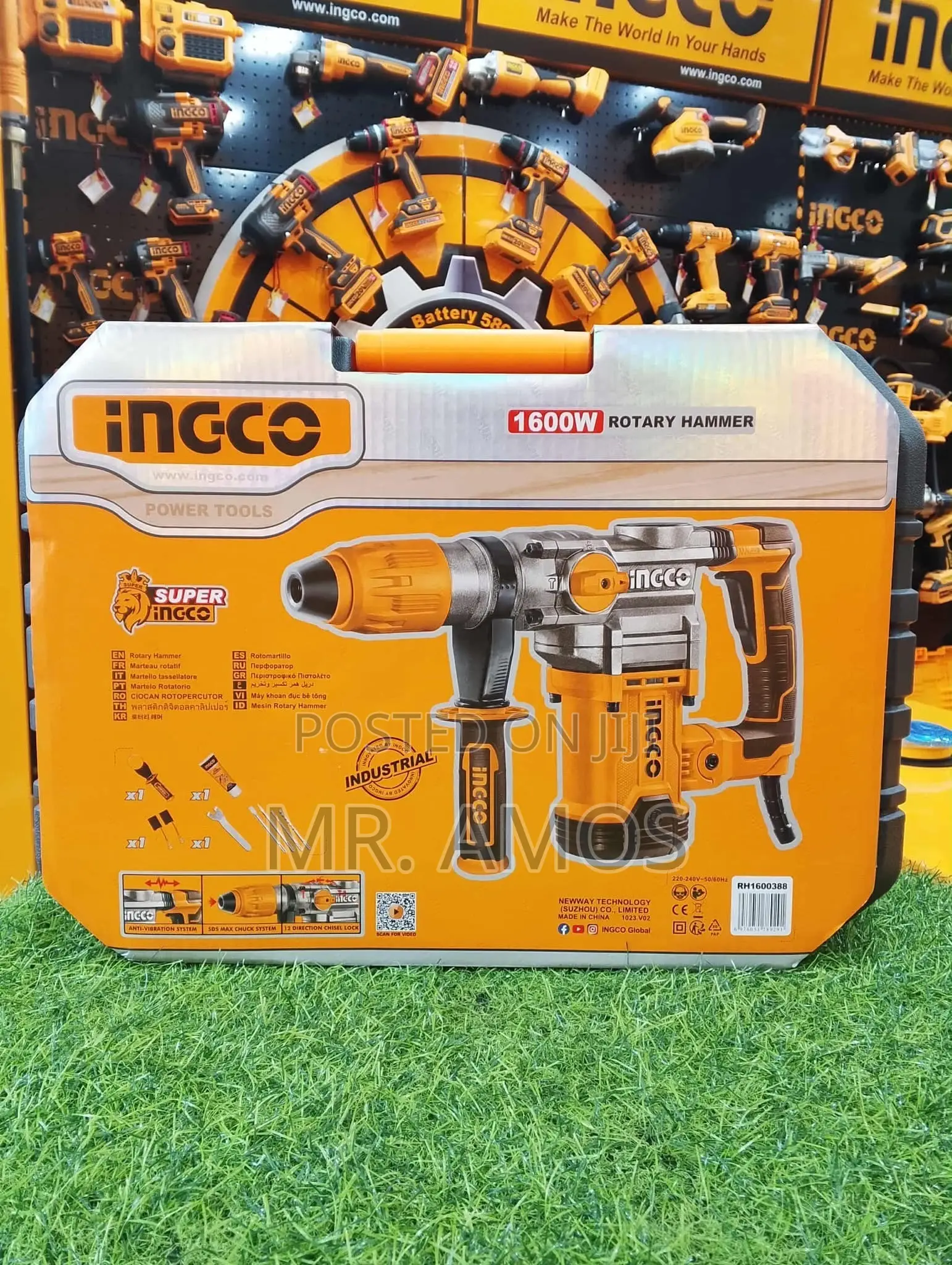 1600 Watt Rotary Hammer (Sds-Max) With 4PCs Bits Included - Rh