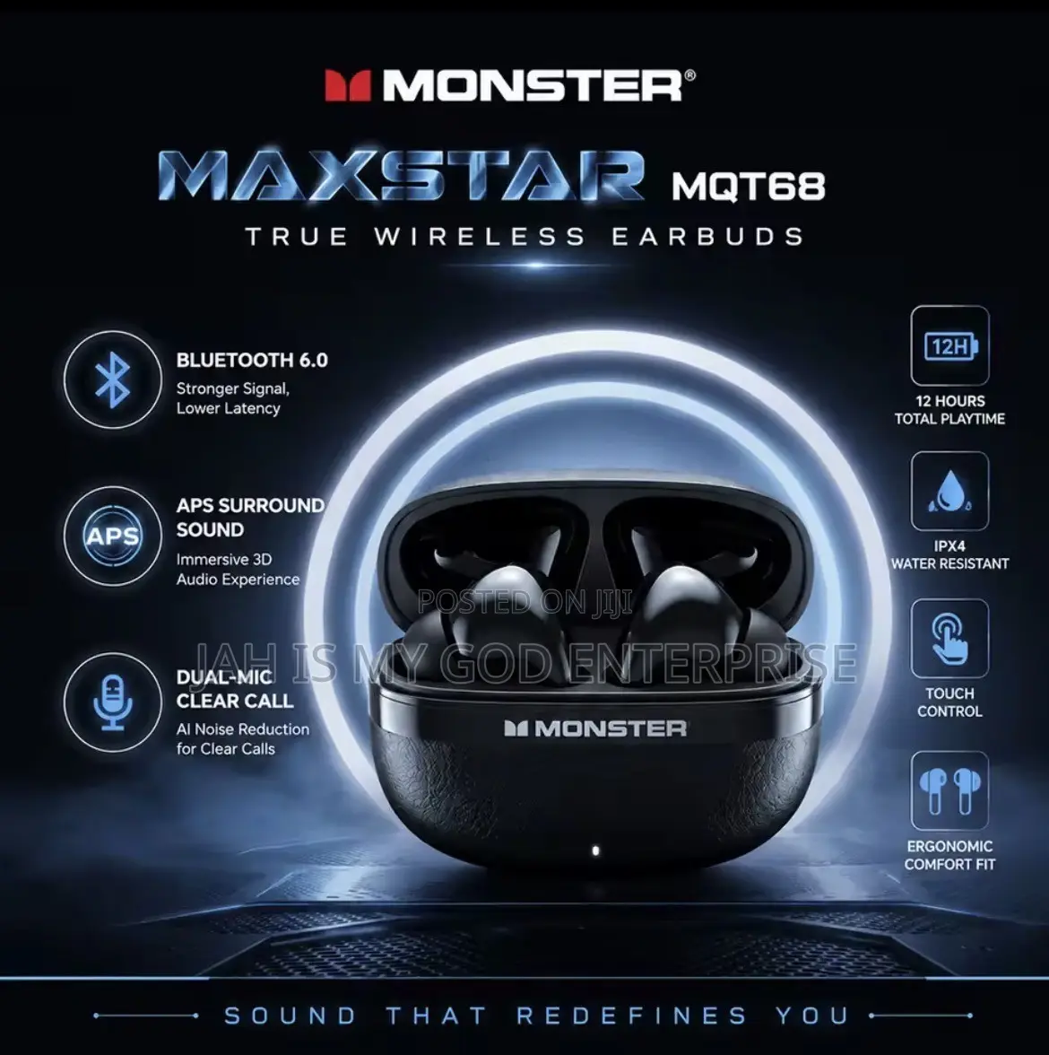 Monster MAXSTAR MQT68 Bluetooth 6.0 Sport IPX4 Waterproof Headphone