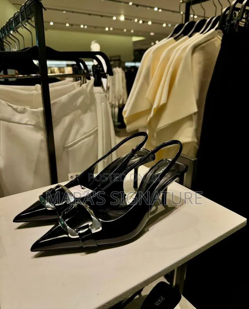 Zara Slingback Pointed Tie Buckle Heel
