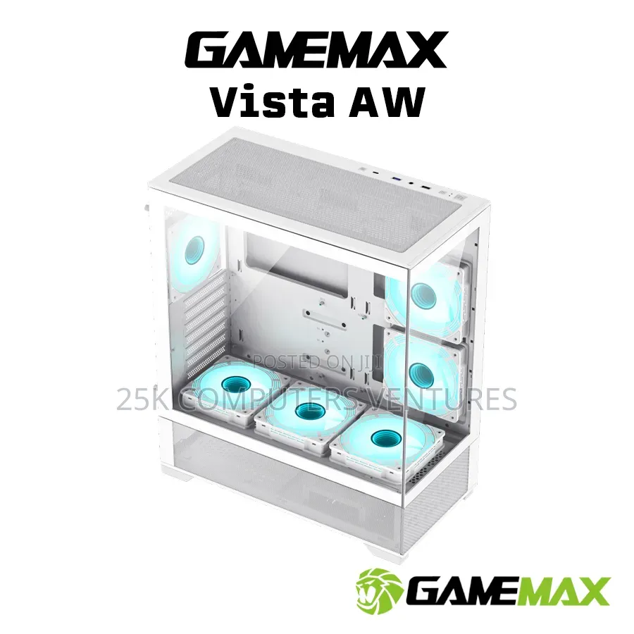GameMax Vista White Dual Tempered Glass Panelling ATX PC