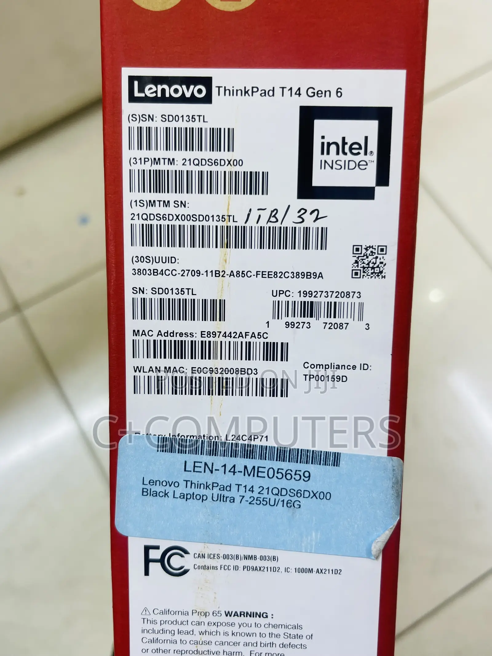 New Laptop Lenovo ThinkPad T14 32GB Intel Core Ultra 7 SSD 1T