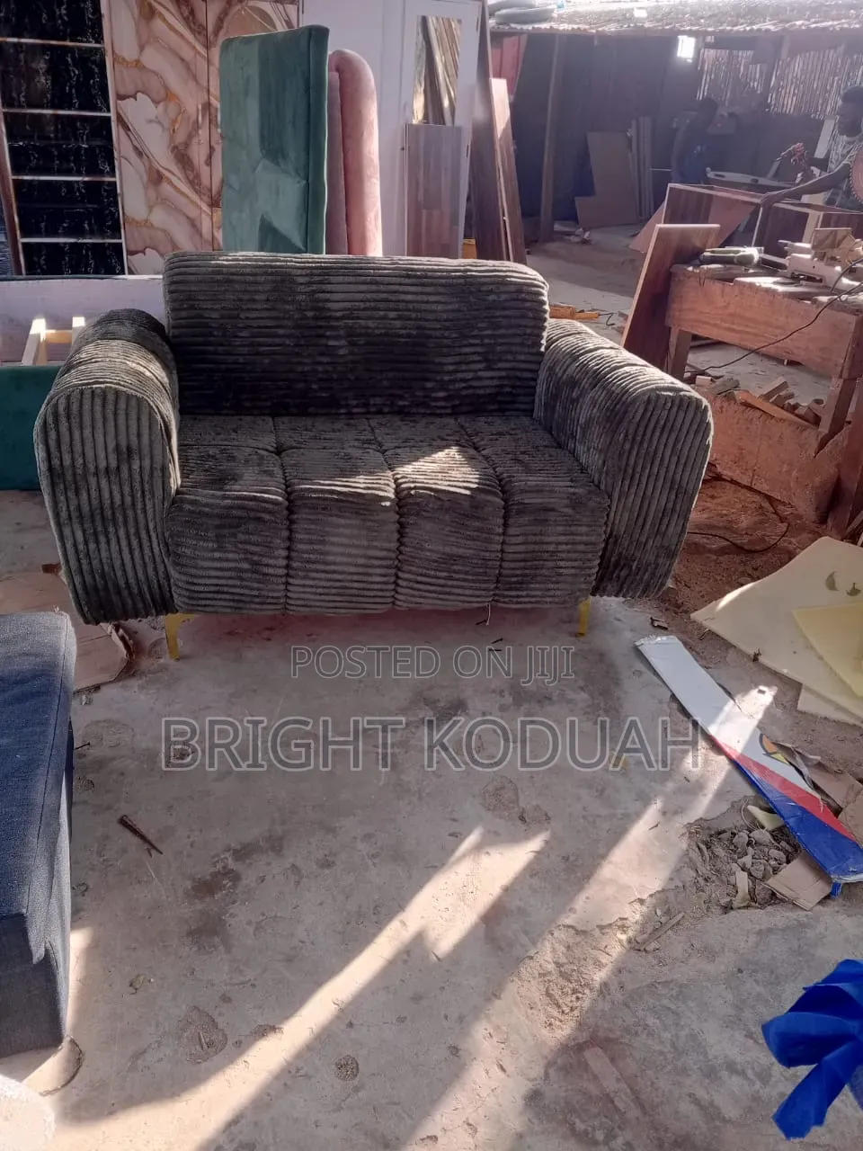 Big Brown Fabric Two in One Sofa