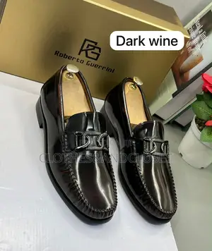 Dark Wine Leather Horsebit Loafers With a Glossy Finish.