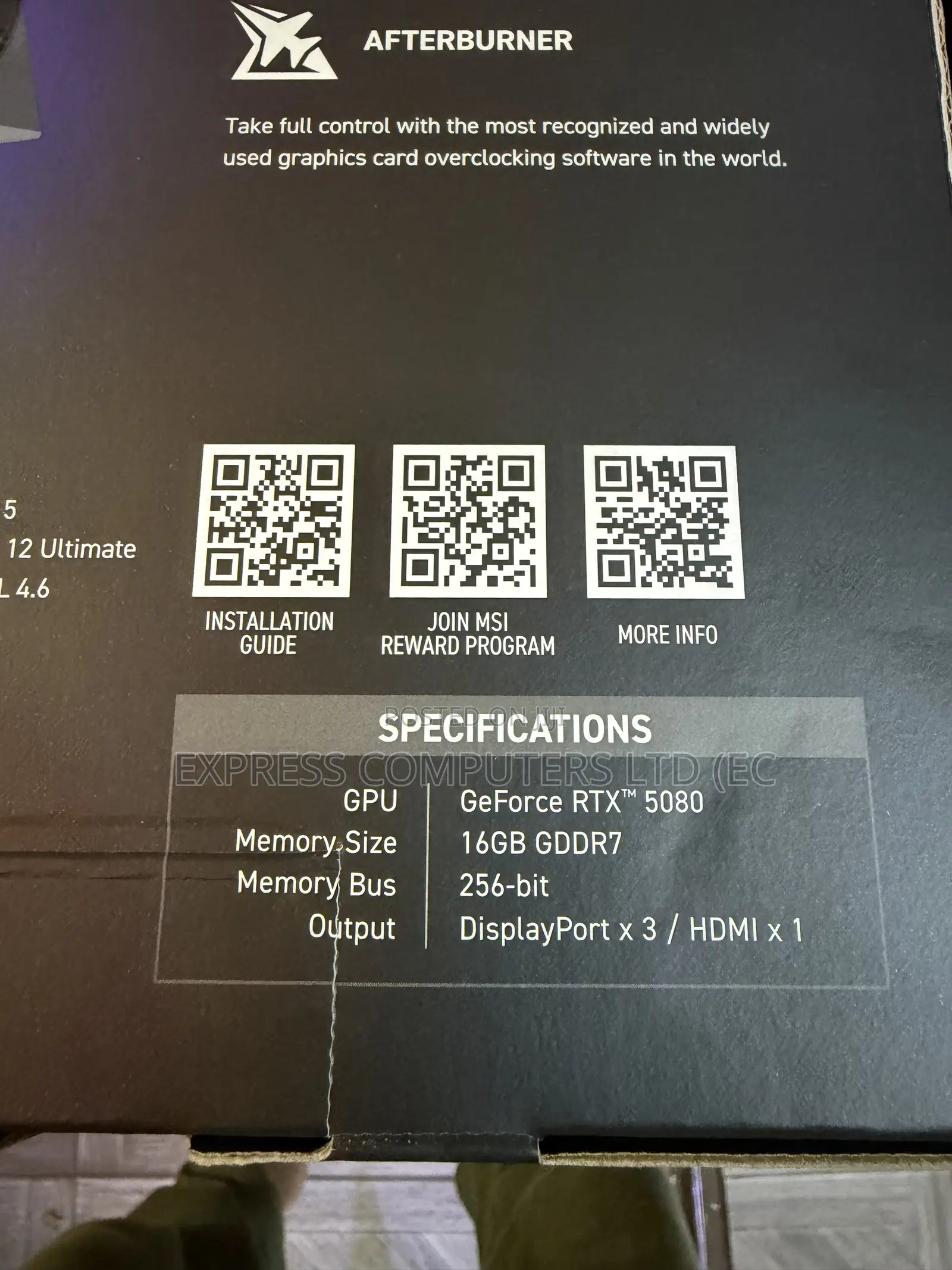 MSI GeForce RTX 5080 16GB Gaming Trio OC Graphics Card -GDDR7 Gaming