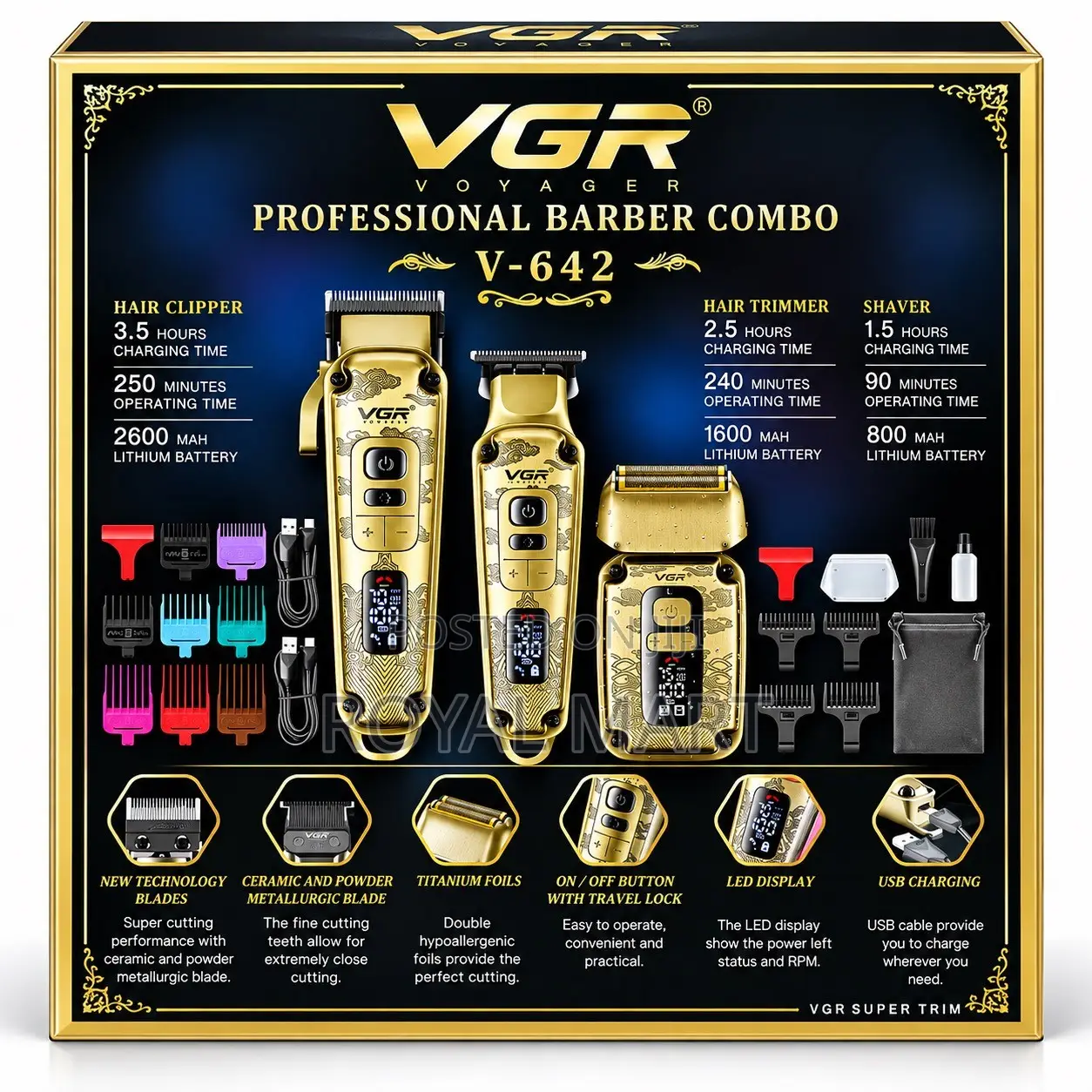 VGR v-642 Professional Barber Combo (3-in-1)