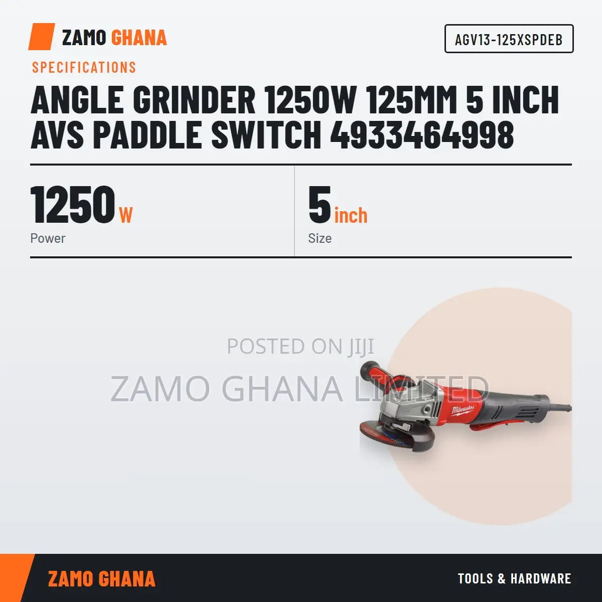 Angle Grinder 1250w 125mm 5 Inch Avs Paddle Switch 4 - Agv13-125xspdeb