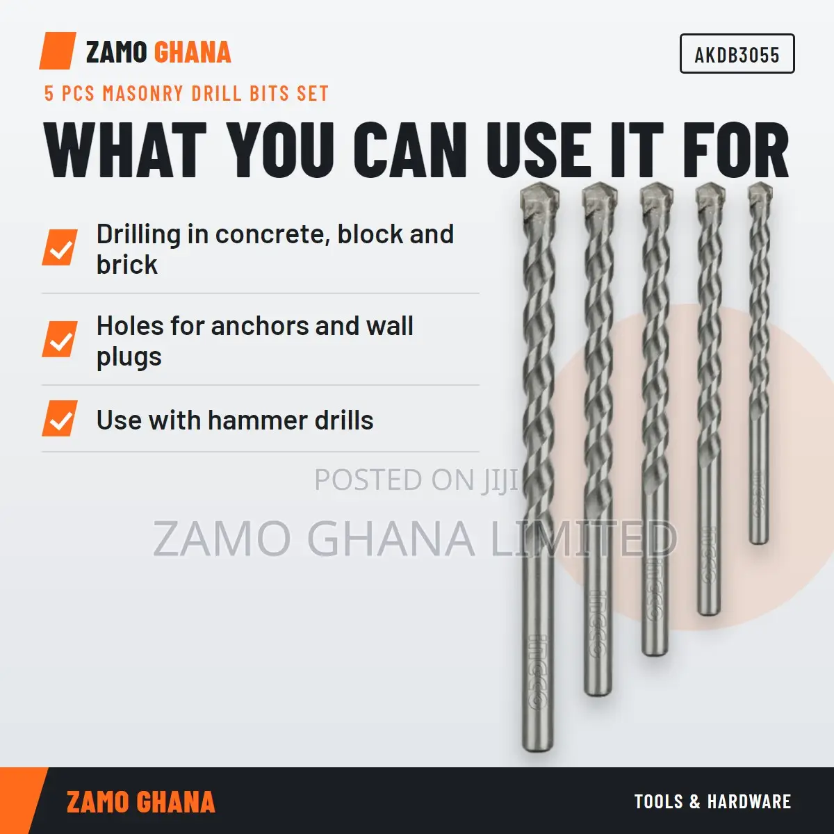 Ingco 5 PCS Masonry Drill Bits - Akdb3055
