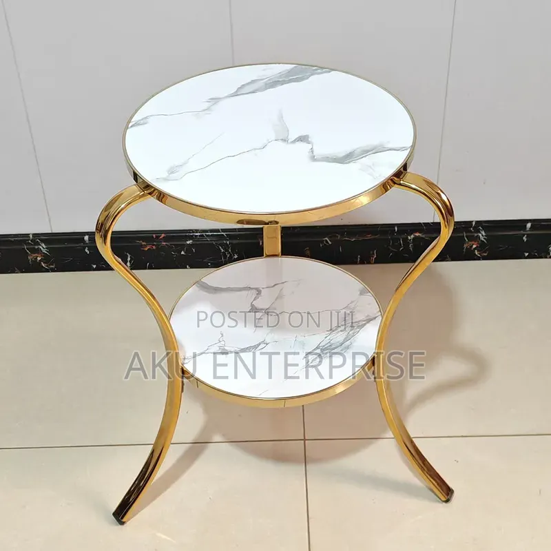 Modern Gold Round Glass Coffee Table, Centre Table