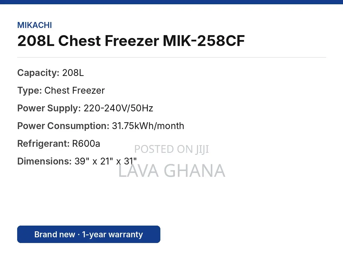 Mikachi 208L Chest Freezer MIK-258CF