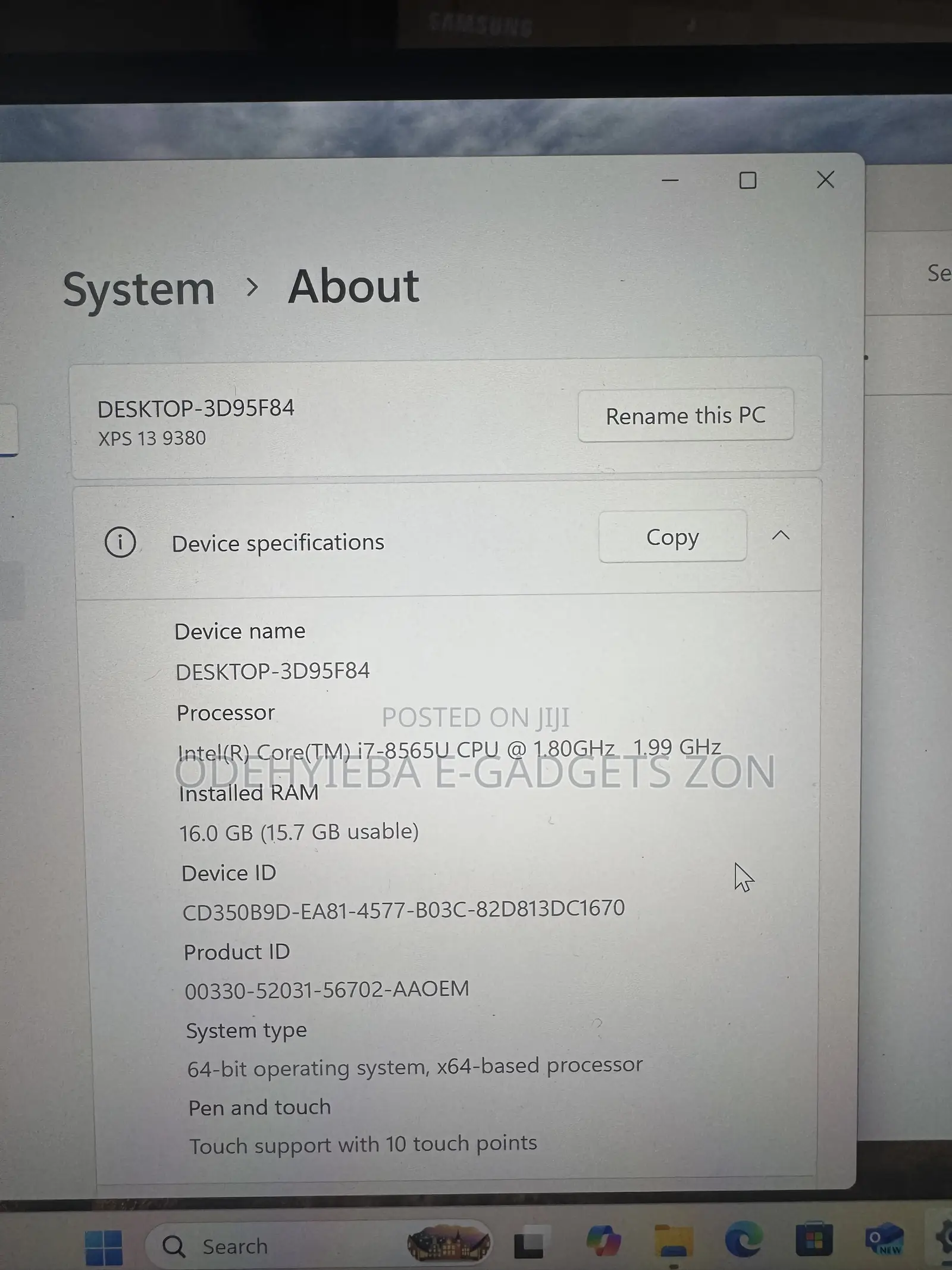 Laptop Dell XPS 13 9380 16GB Intel Core i7 SSD 512GB