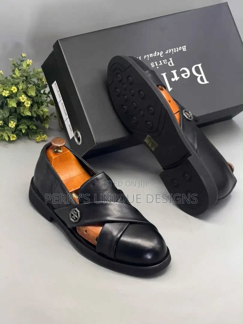 • Cross Strap Leather Loafers – Executive Men's Casual Shoes