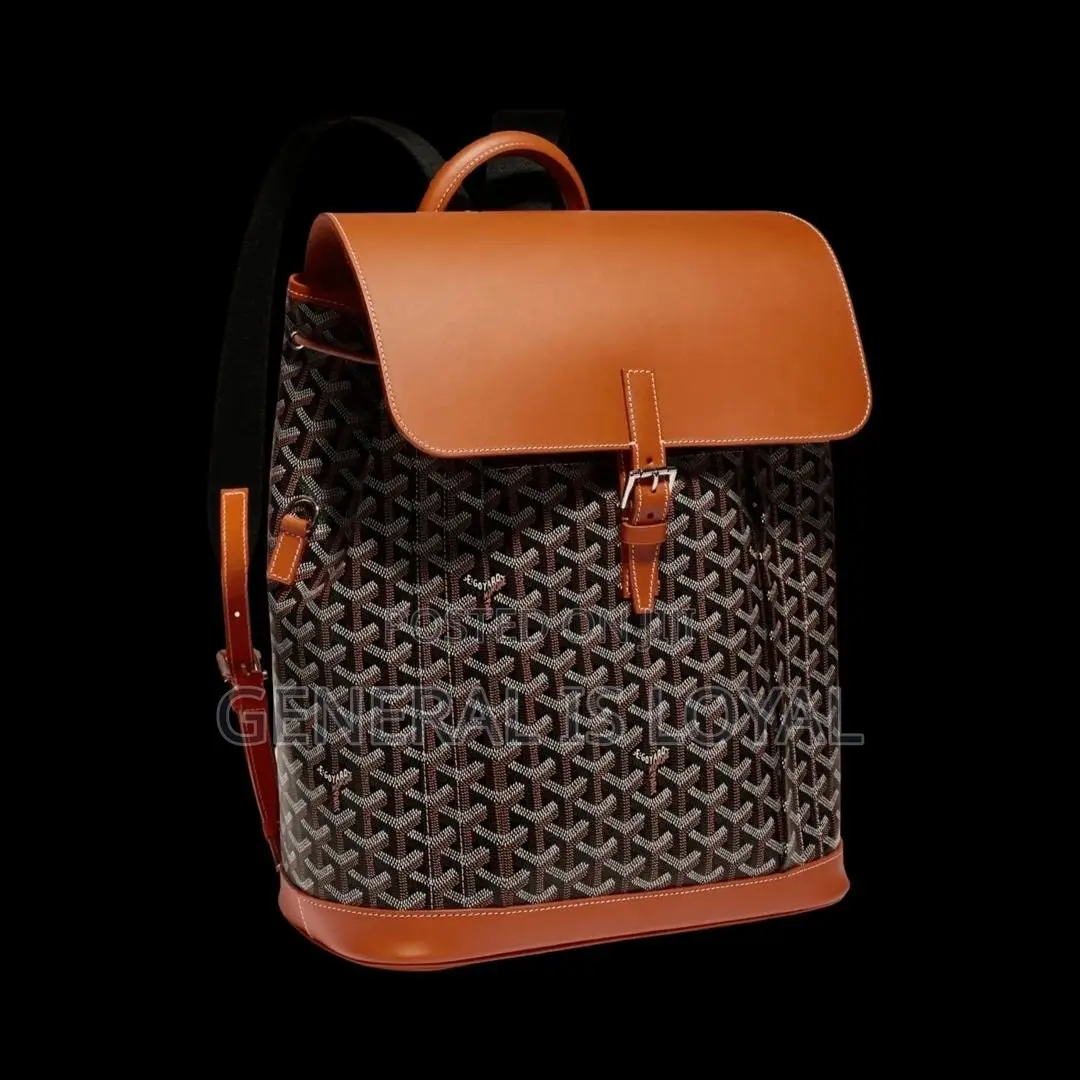 Goyard Alpin MM Backpack in Black Coated Canvas and Calfskin Leather.