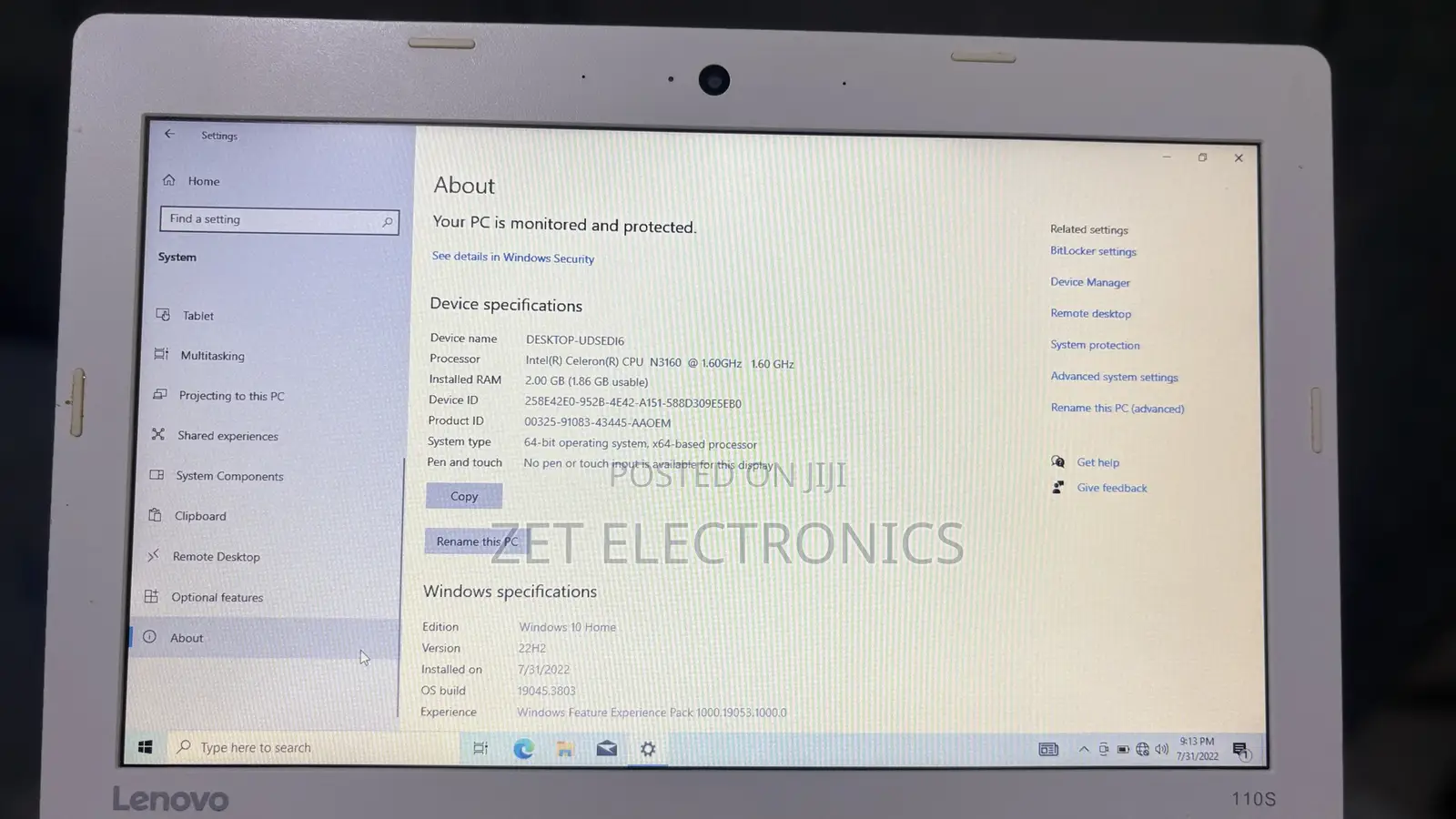 Laptop Lenovo Ideapad 3 2GB Intel Celeron eMMC 32GB