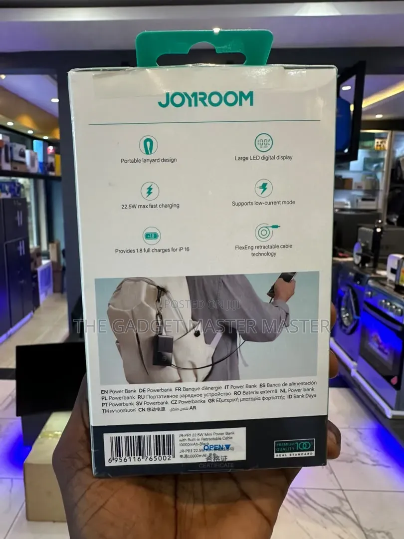Joyroom JR-PR1 10000mAh 22.5W Power Bank With Retractable Cable