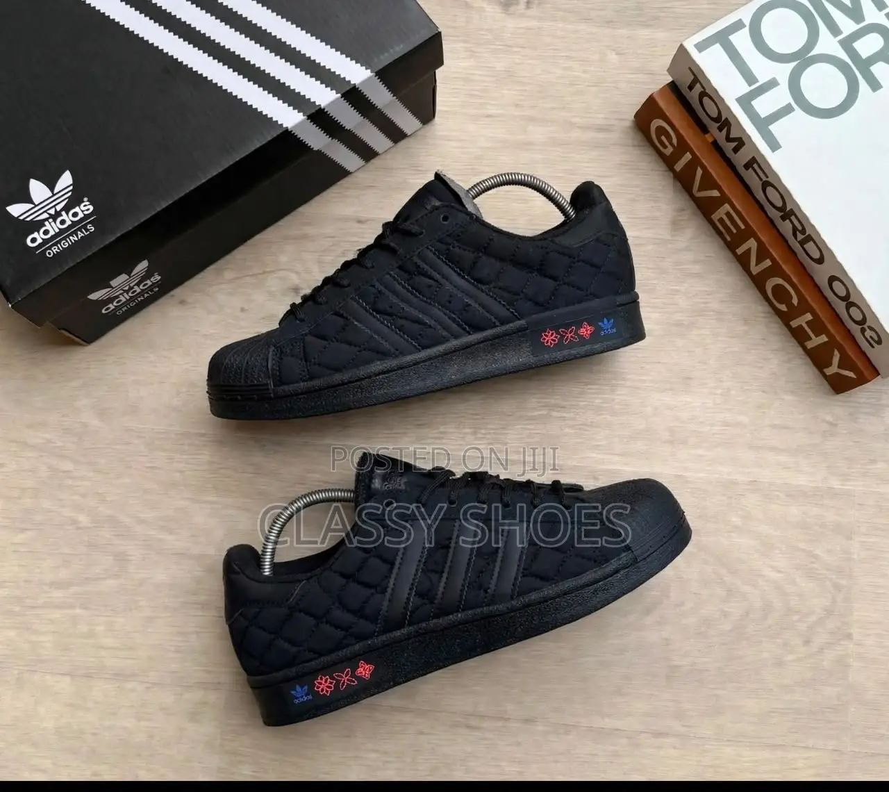 Adidas Superstar All Black and Red