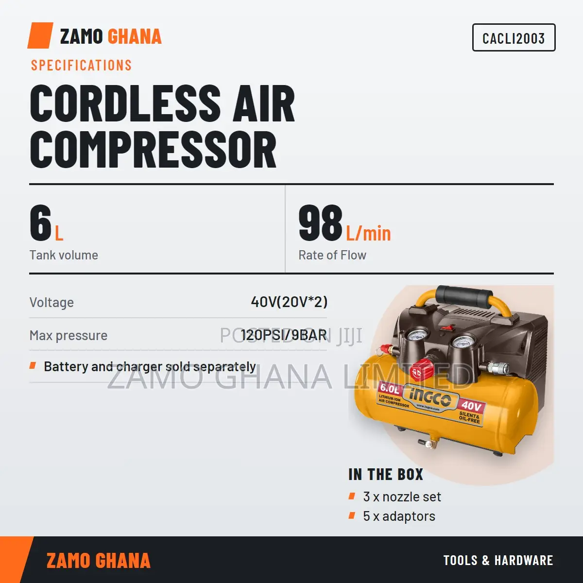Lithium-Ion Air Compressor 6l - Cacli2003