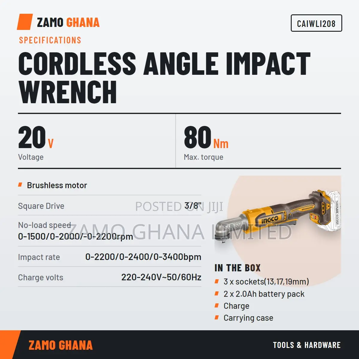 Cordless Angle Impact Wrench - Caiwli208