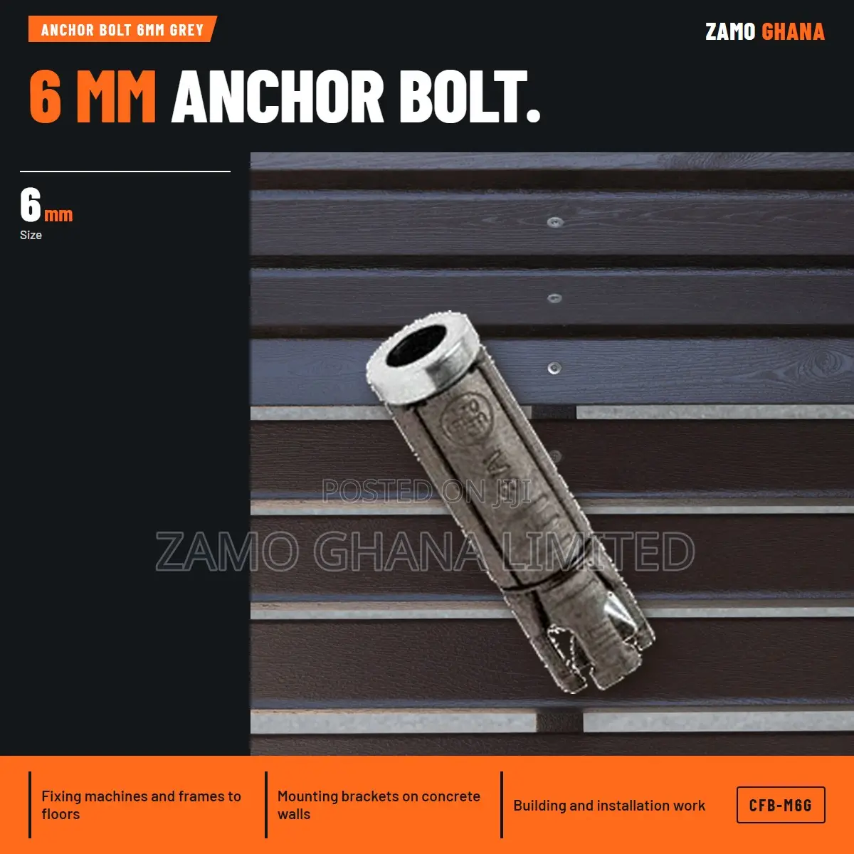 Anchor Bolt 6mm Grey - CFB-M6g