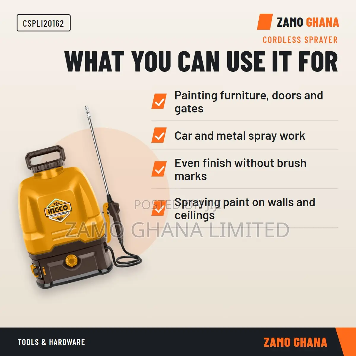 Cordless Knapsack Sprayer 20v 16l + Battery - Cspli20162
