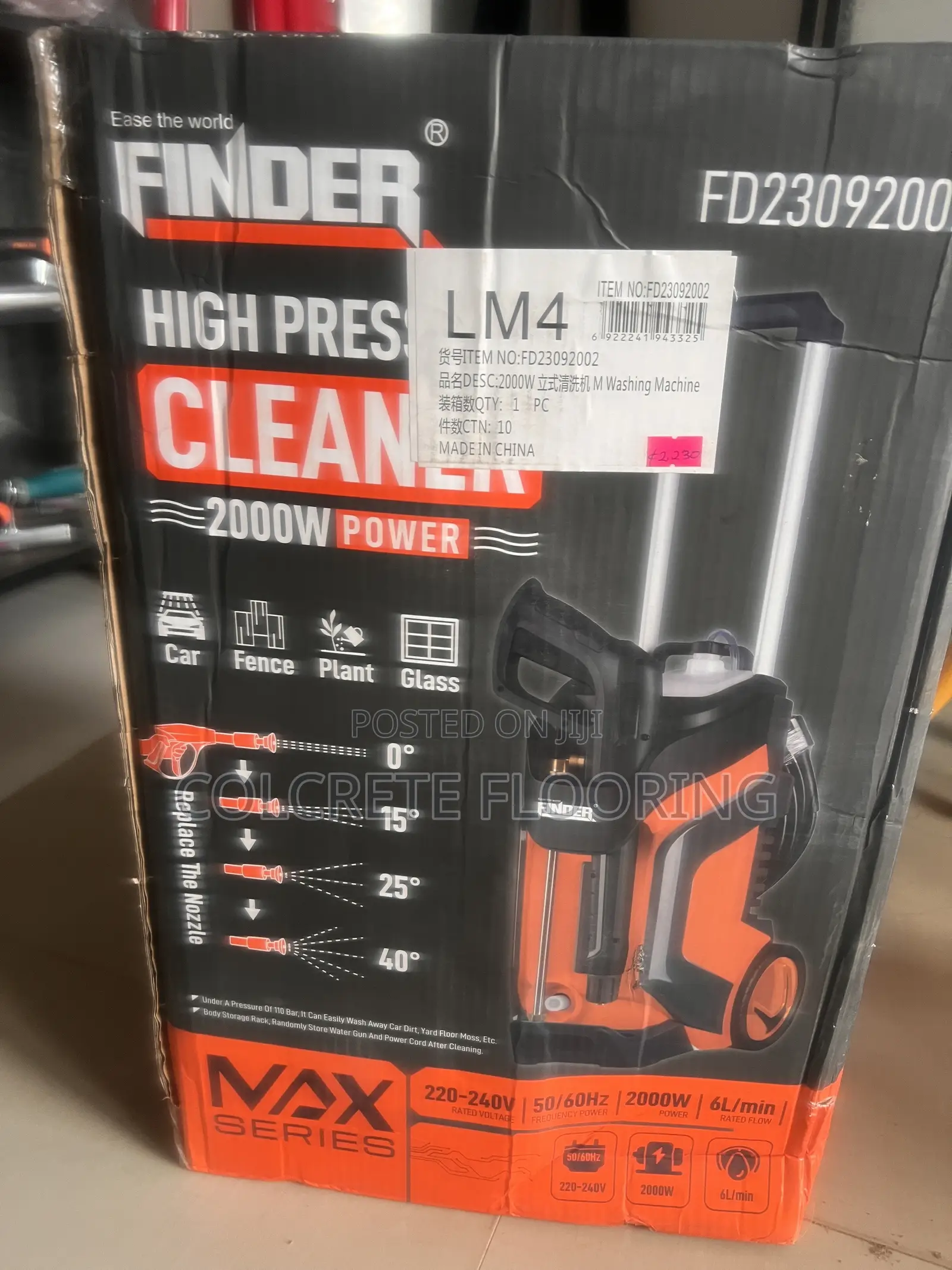 Electric High Pressure Washer 2000W 6l/Min