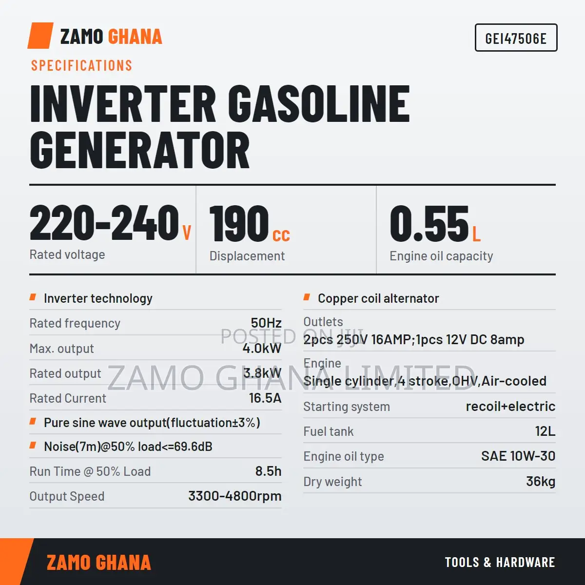 Inverter Gasoline Generator 4kw Silent - Gei47506e