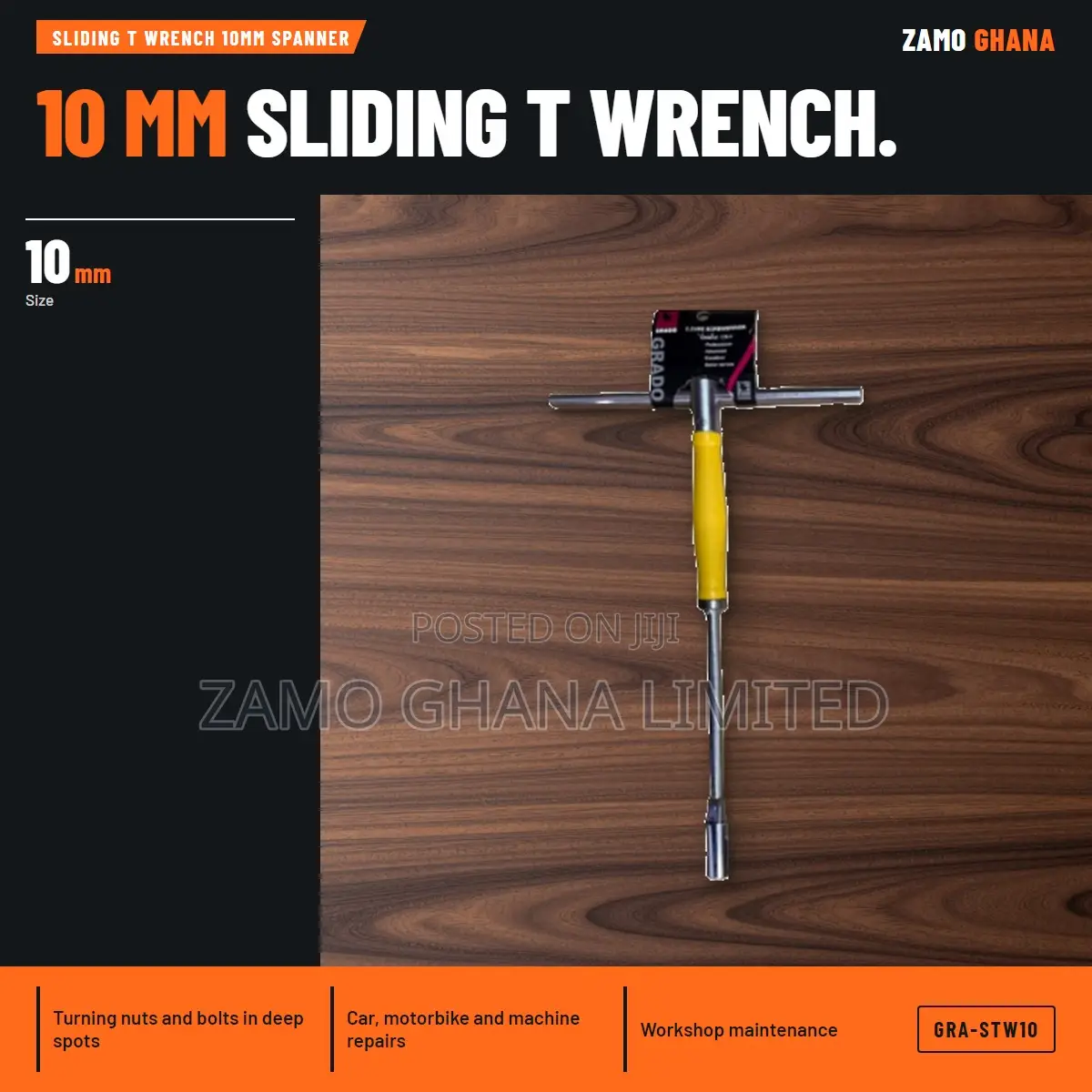 Sliding T Wrench 10mm Spanner - Gra-Stw10