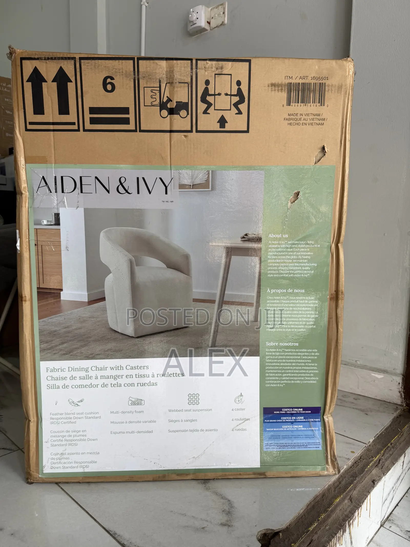Aiden & Ivy Alivia Fabric Dining Chair With Casters