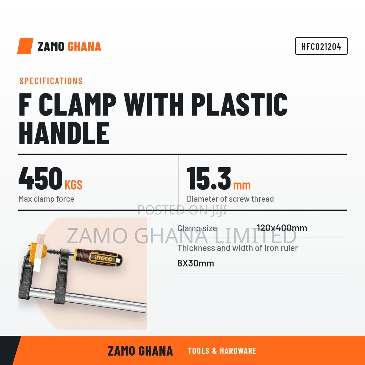 F Clamp With Plastic Handle - Hfc021204