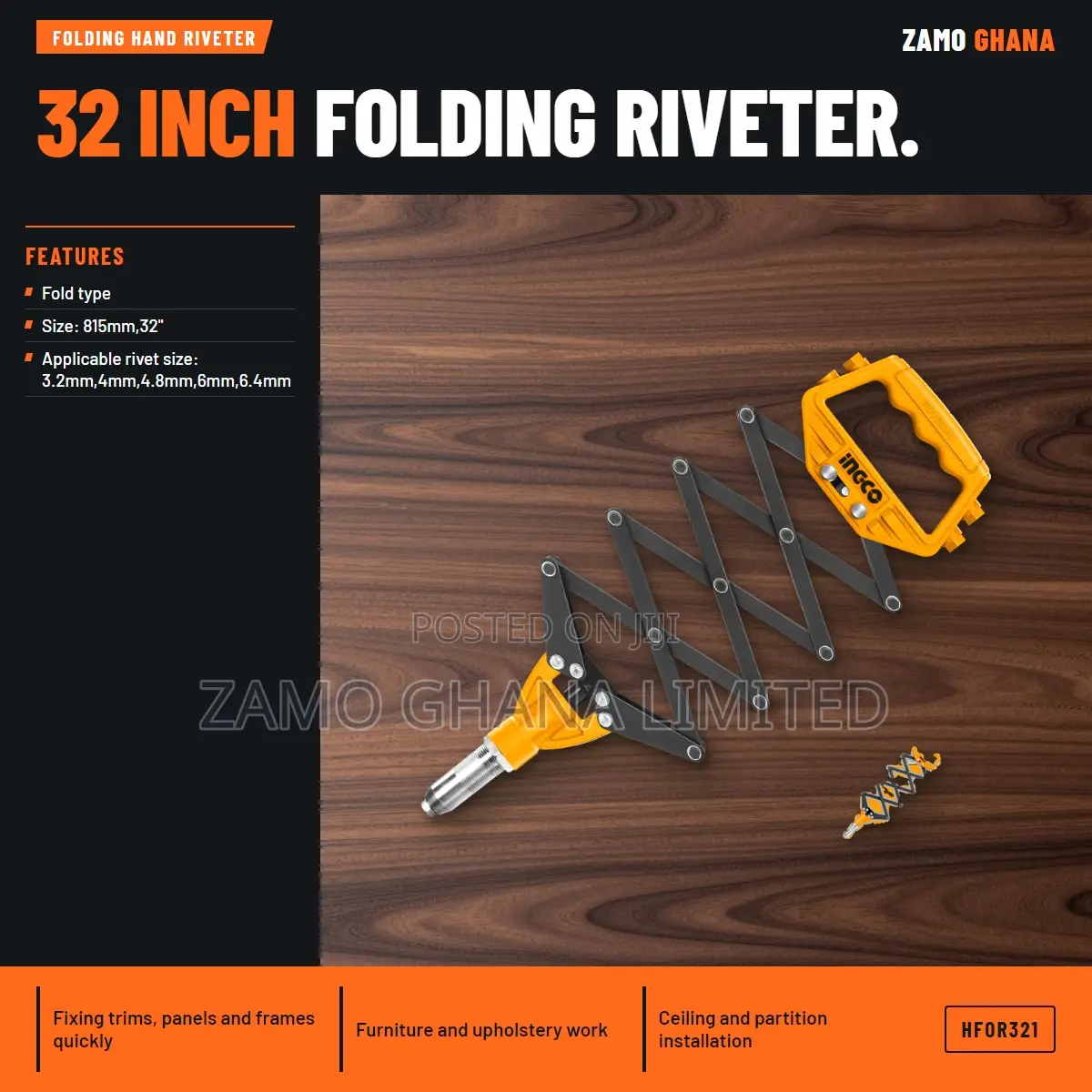 Ingco Folding Hand Riveter 32" - Hfor321
