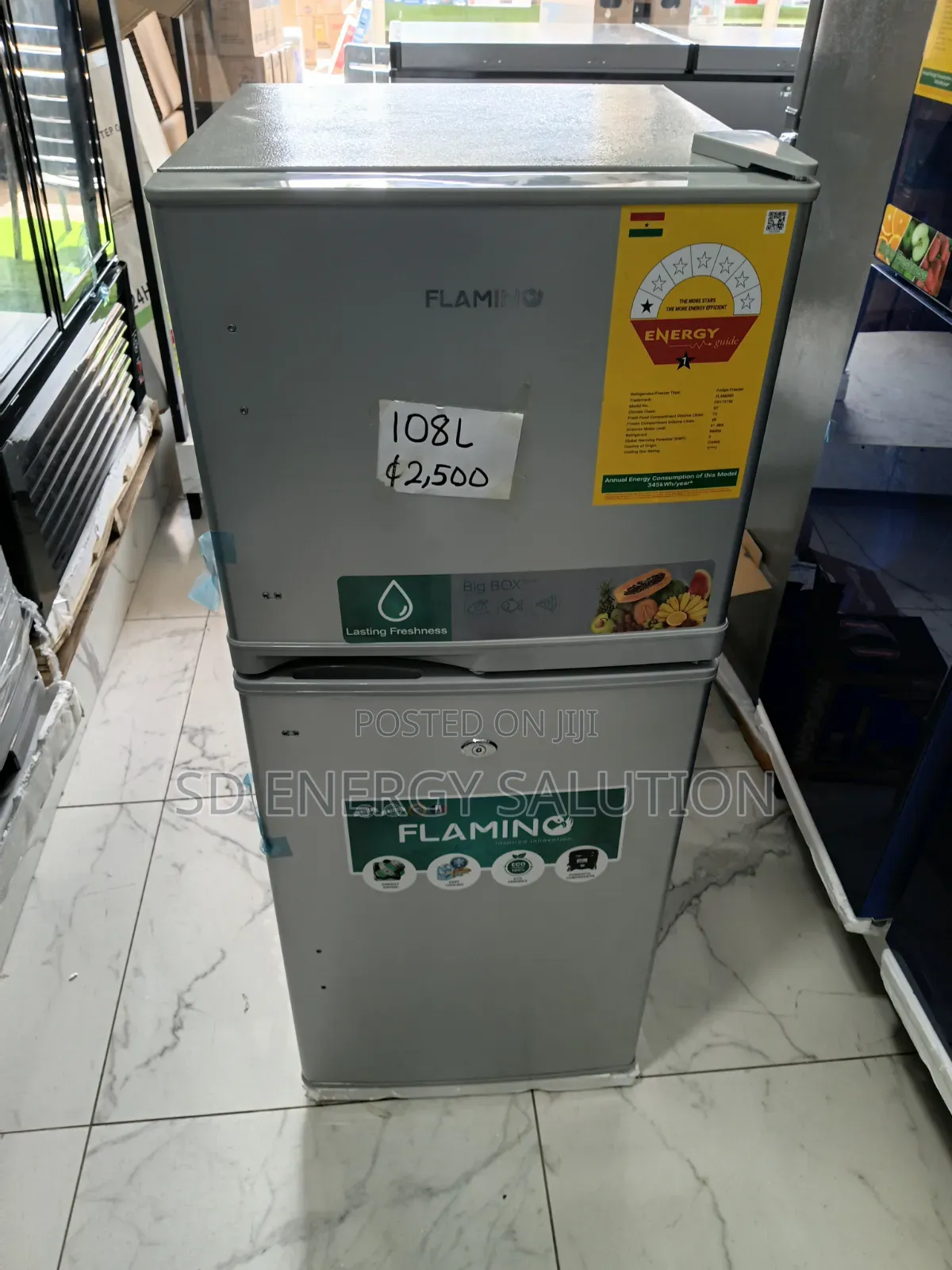 Original Flamino Refrigerator 108L - Double Door,Saving Energy