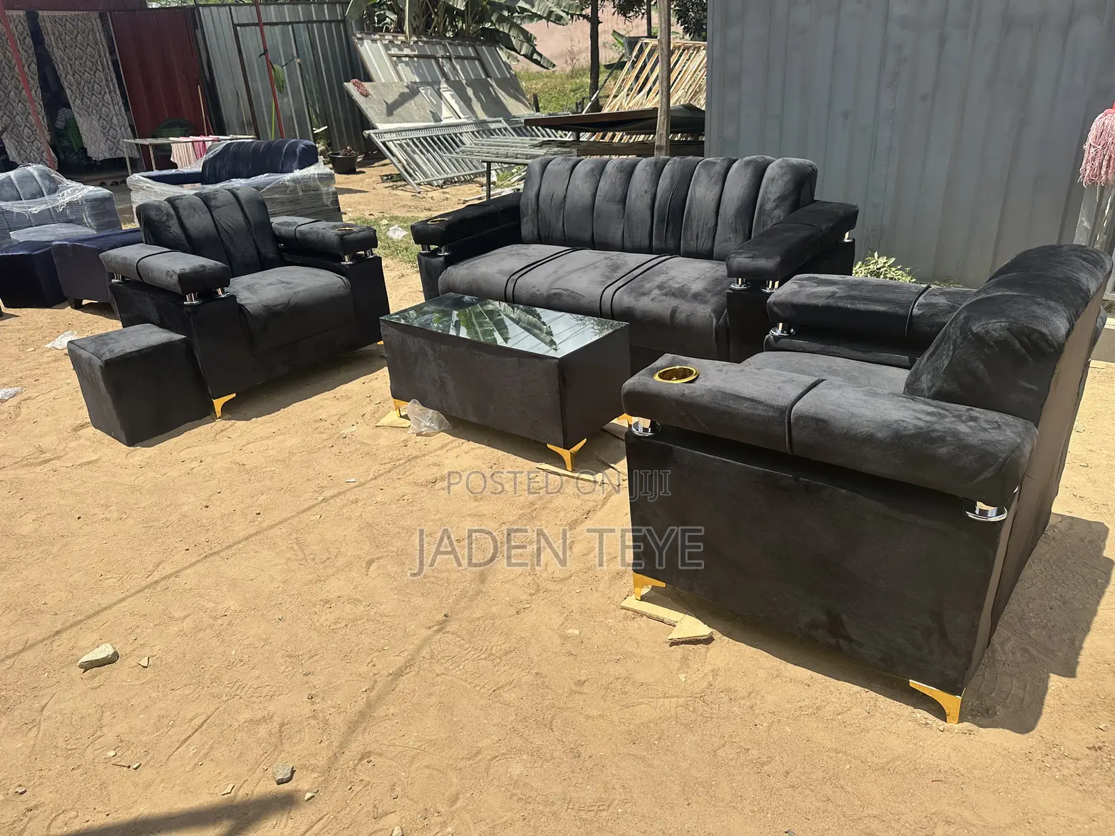 Black Luxury Family Set Sofa