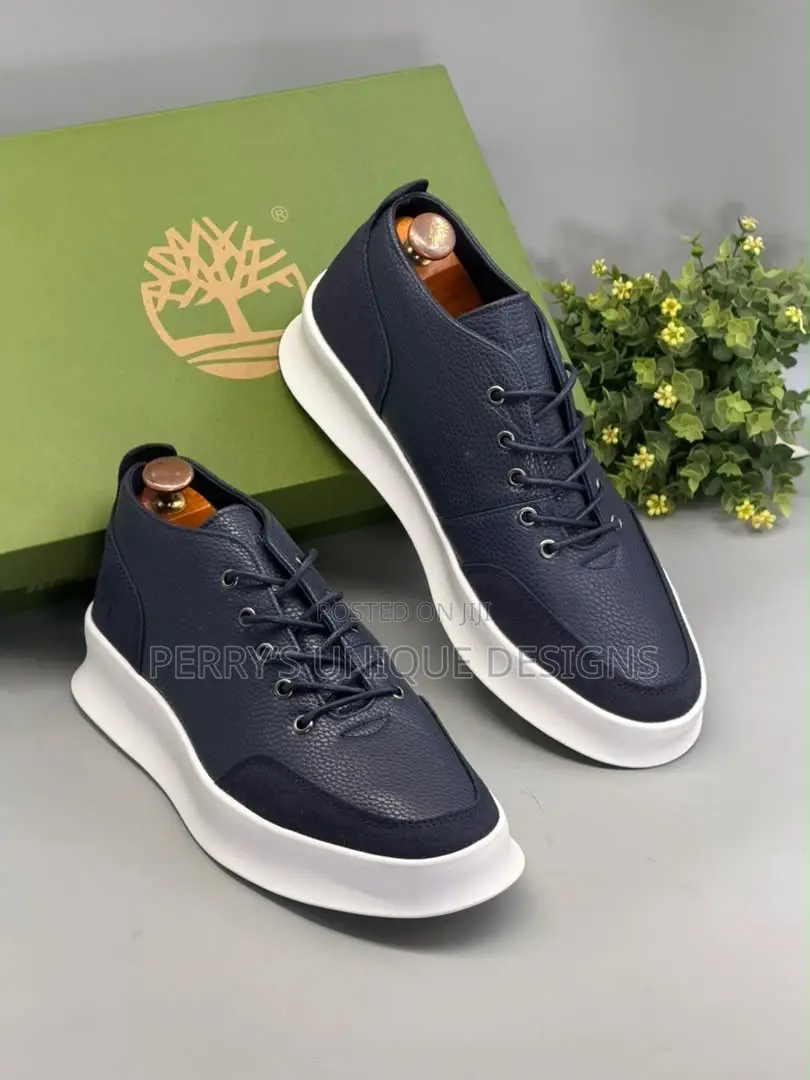 Premium Timberland Smart Casual Men's Sneakers – Navy Blue & White