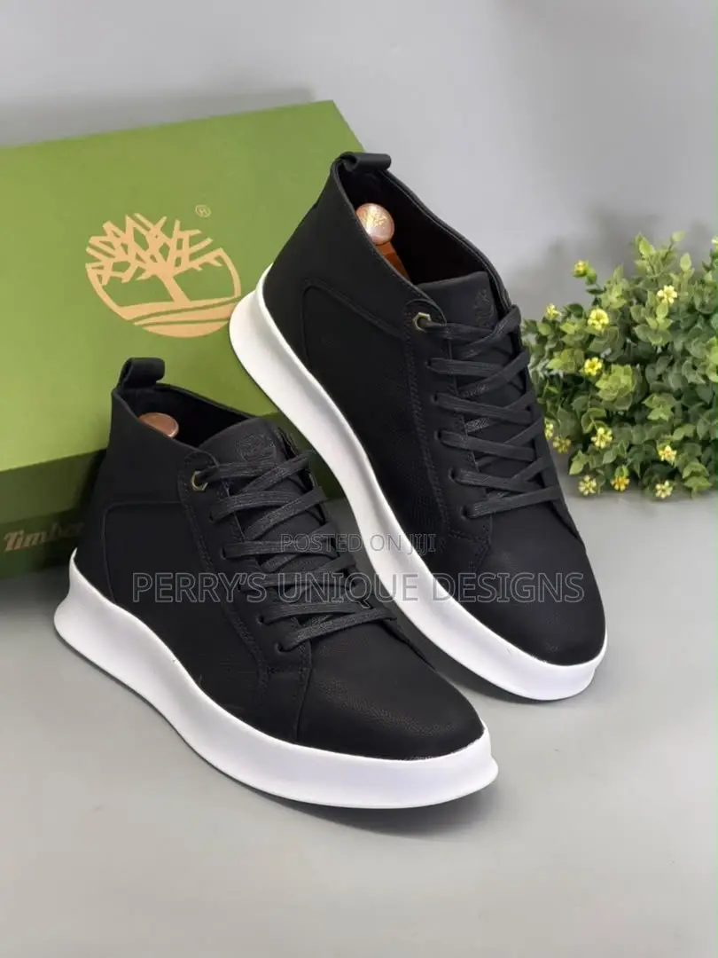 Timberland Men's Black Casual Mid-Top Leather Sneakers