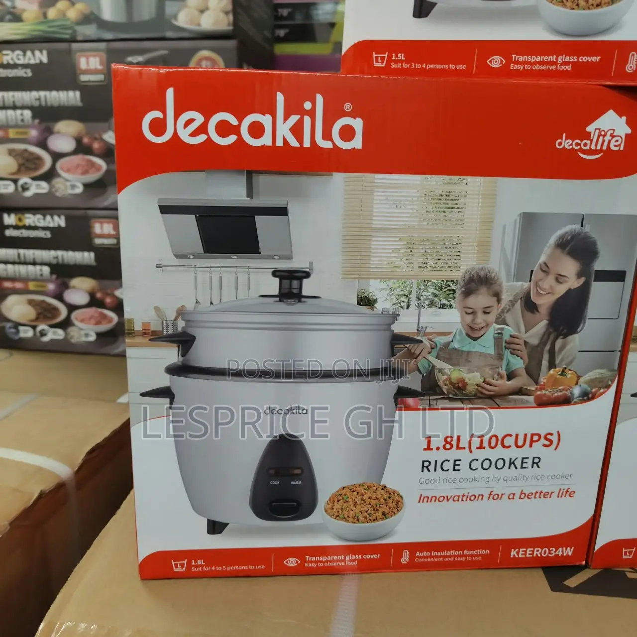 Classy High Grade 1.5L Glass Lid Rice Cooker From Decakila