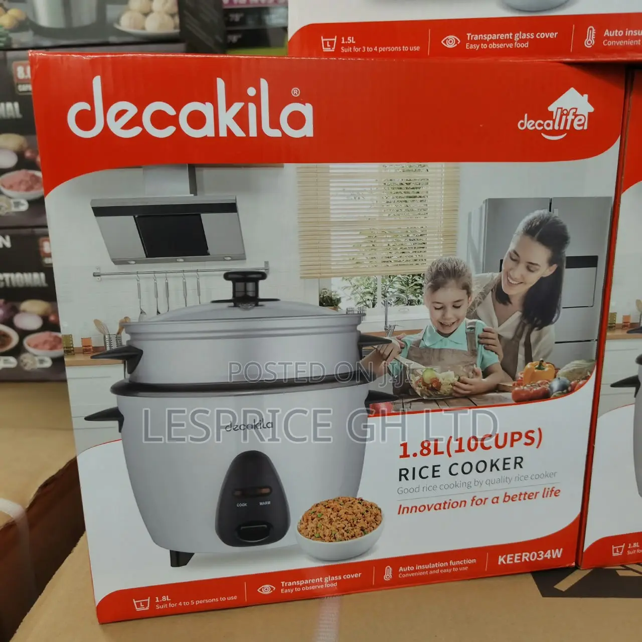 Classy High Grade 1.5L Glass Lid Rice Cooker From Decakila