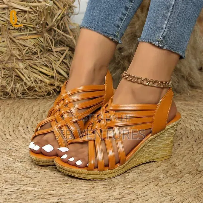 Beach Wedge Sandals Brown