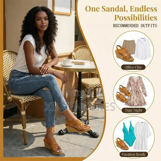 Beach Wedge Sandals Brown