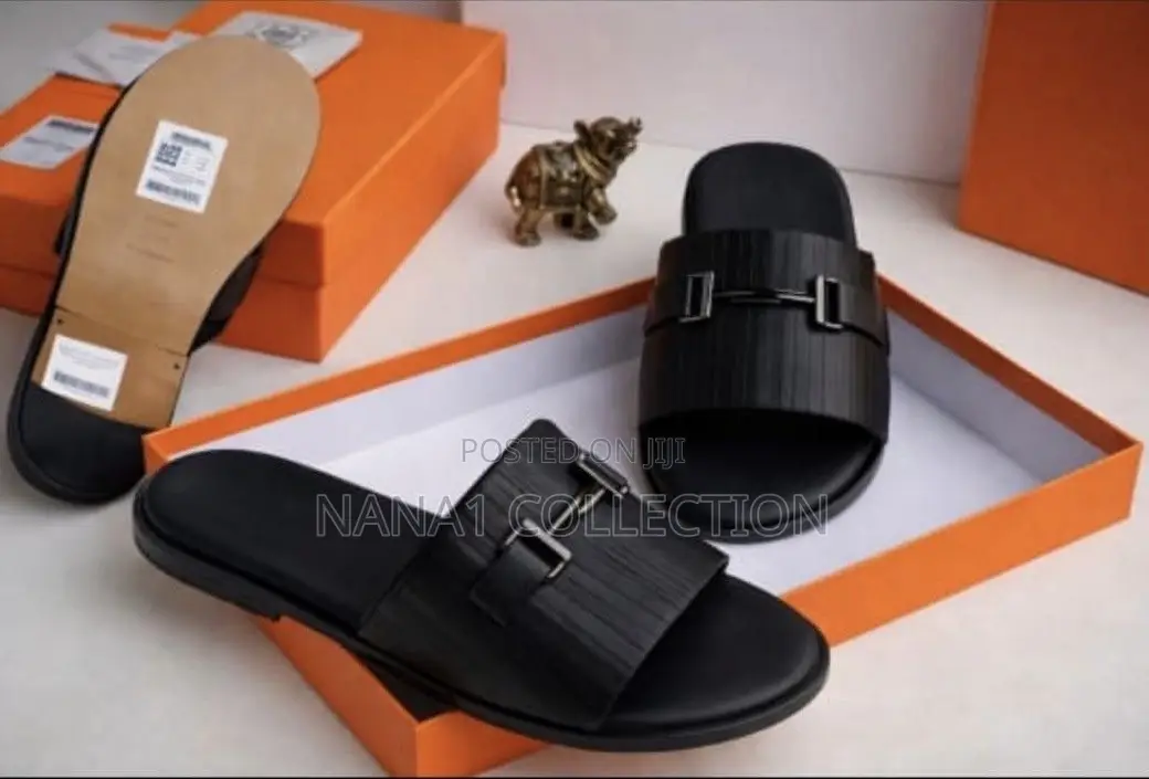 Hermes Gabriel Black/White Calfskin Sandals