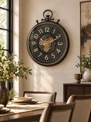 Vintage Pocket Watch Inspired Wall Clock With Rotational Gears 60cm
