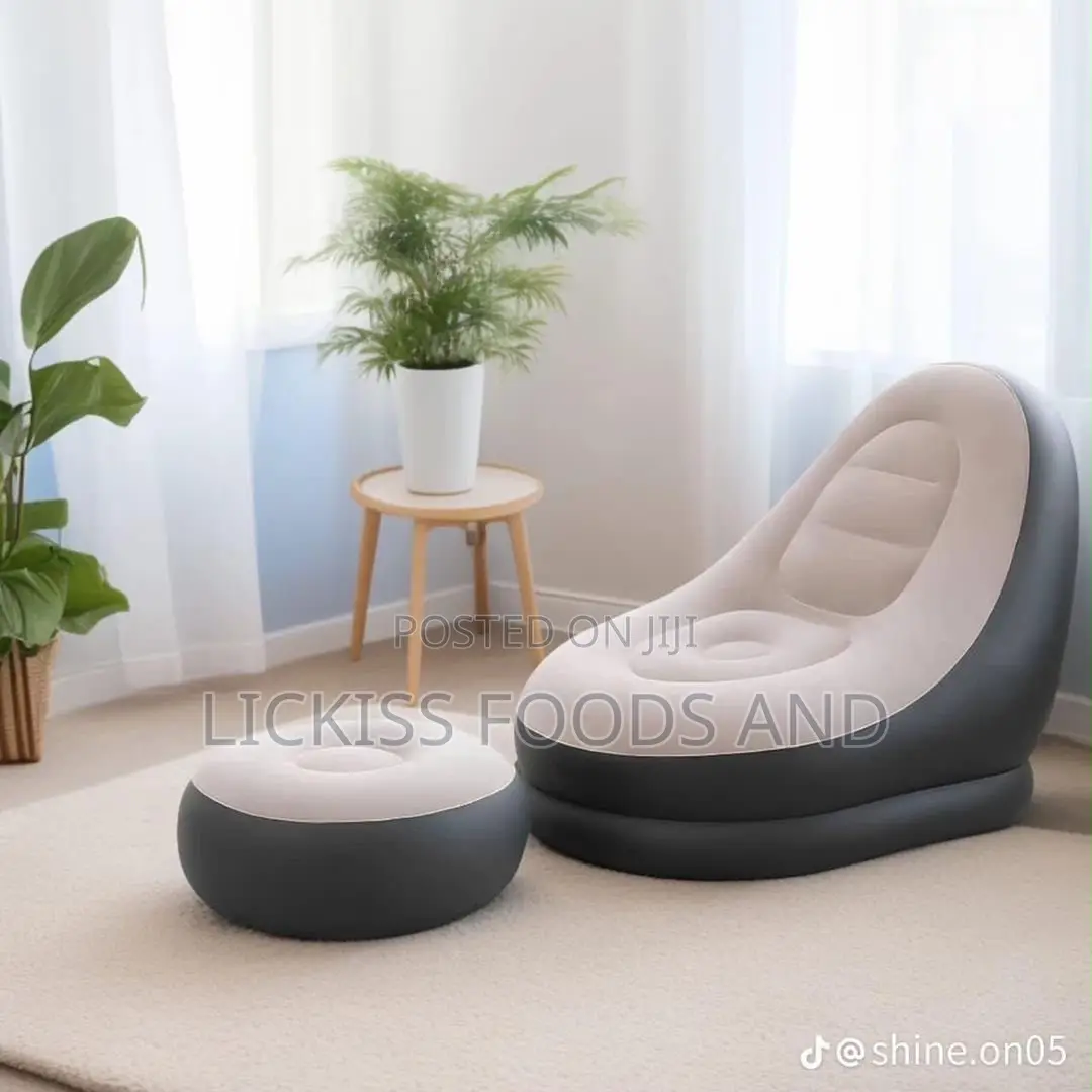 2-in-1 Set Portable Air Inflatable Lazy Sofa Set - Brown