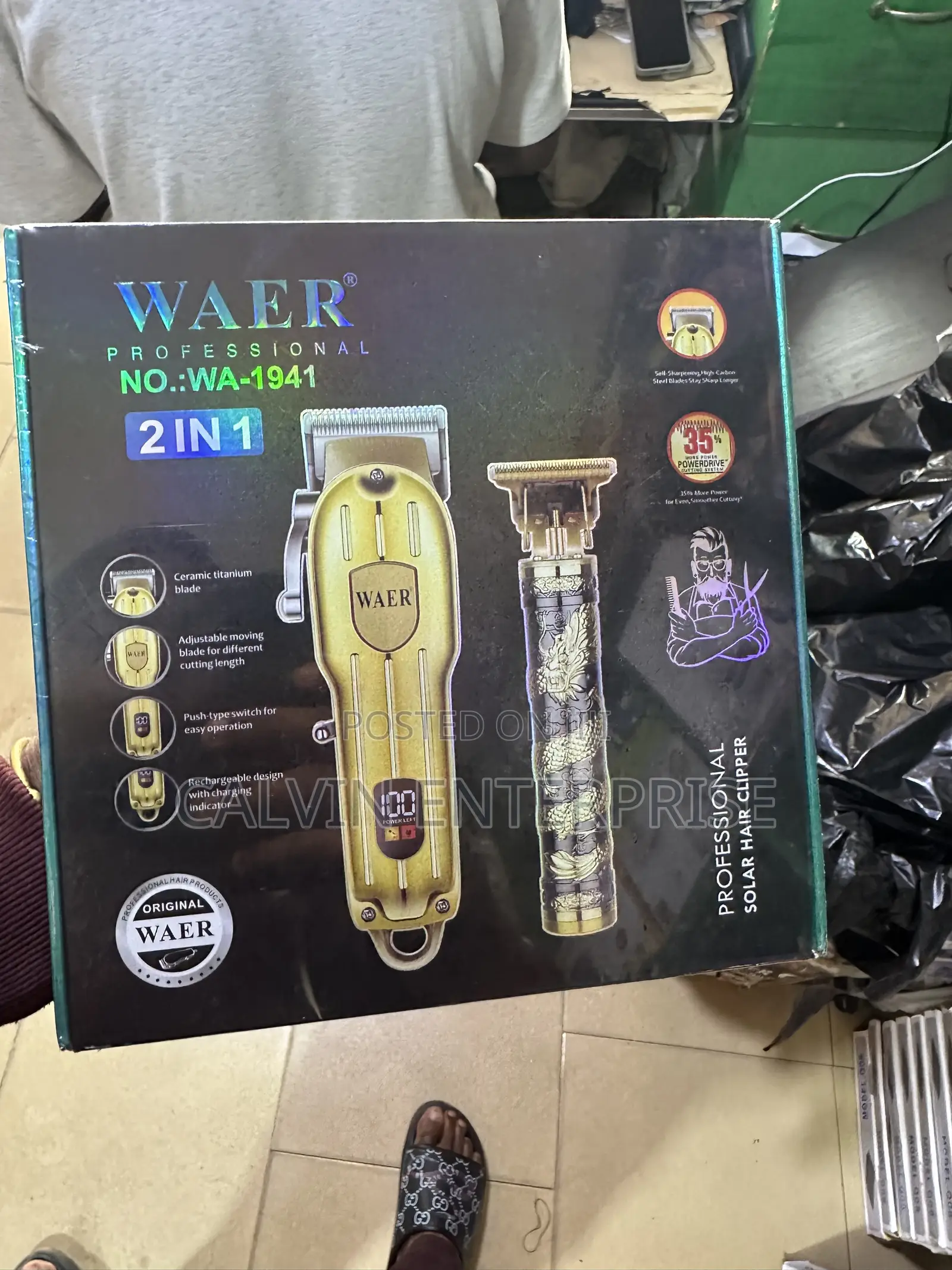 Professional Solar Hair Clipper 2 in 1