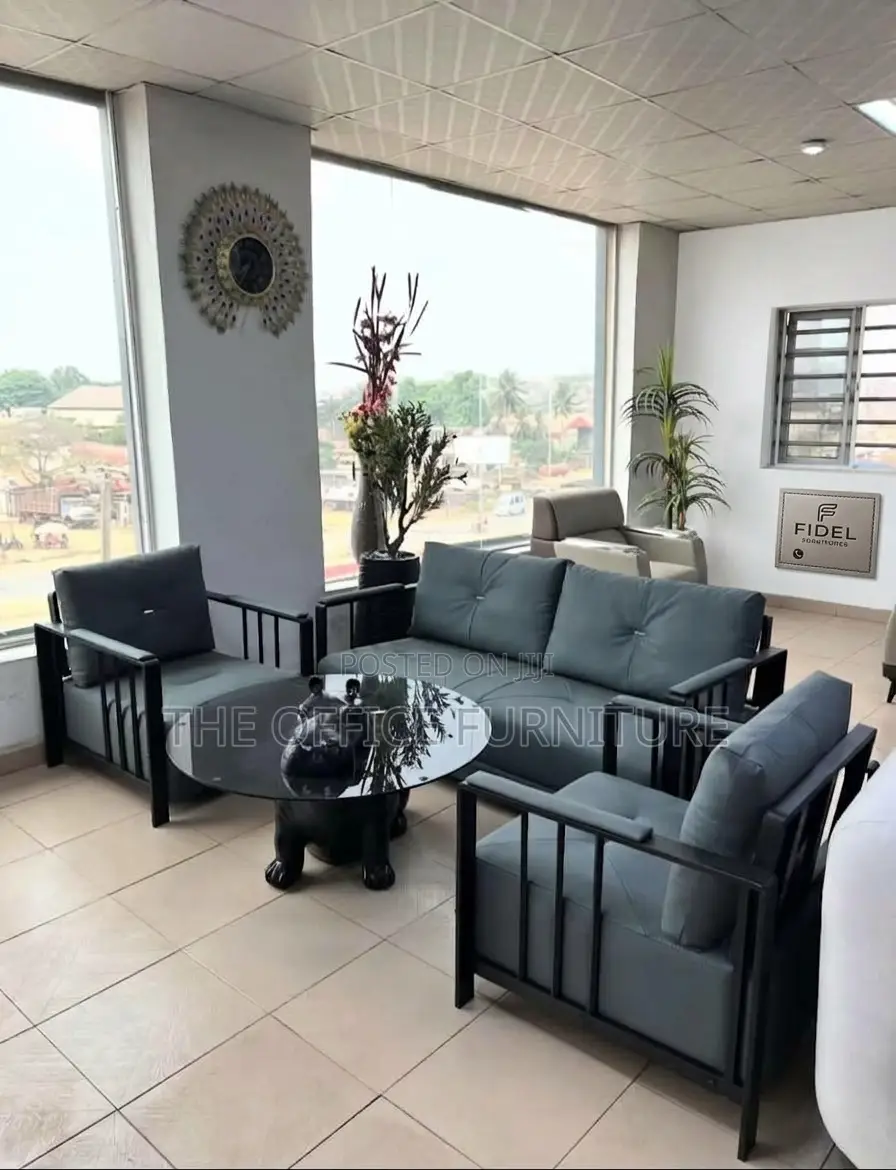 Modern Grey Office Reception Sofa Set (1+2+1)