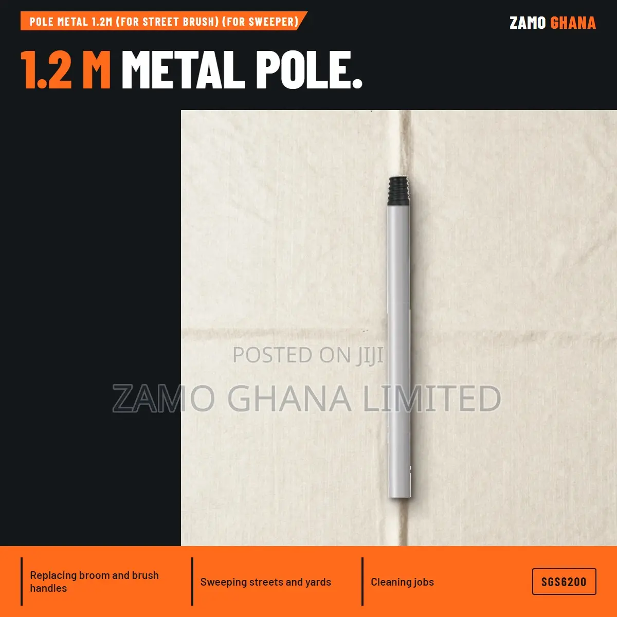 Pole Metal 1.2M (For Street Brush) (For Sweeper) - SGS6200