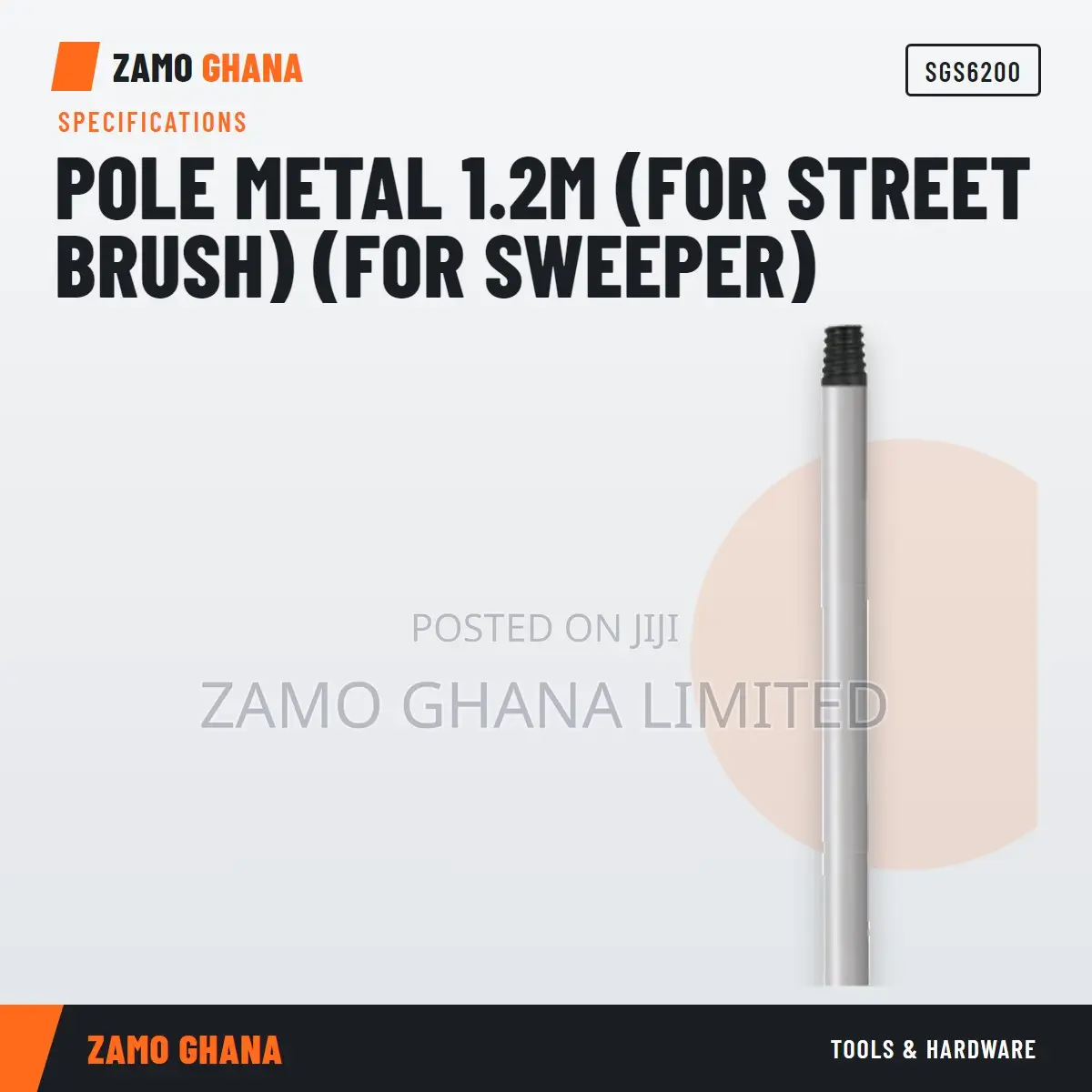 Pole Metal 1.2M (For Street Brush) (For Sweeper) - SGS6200