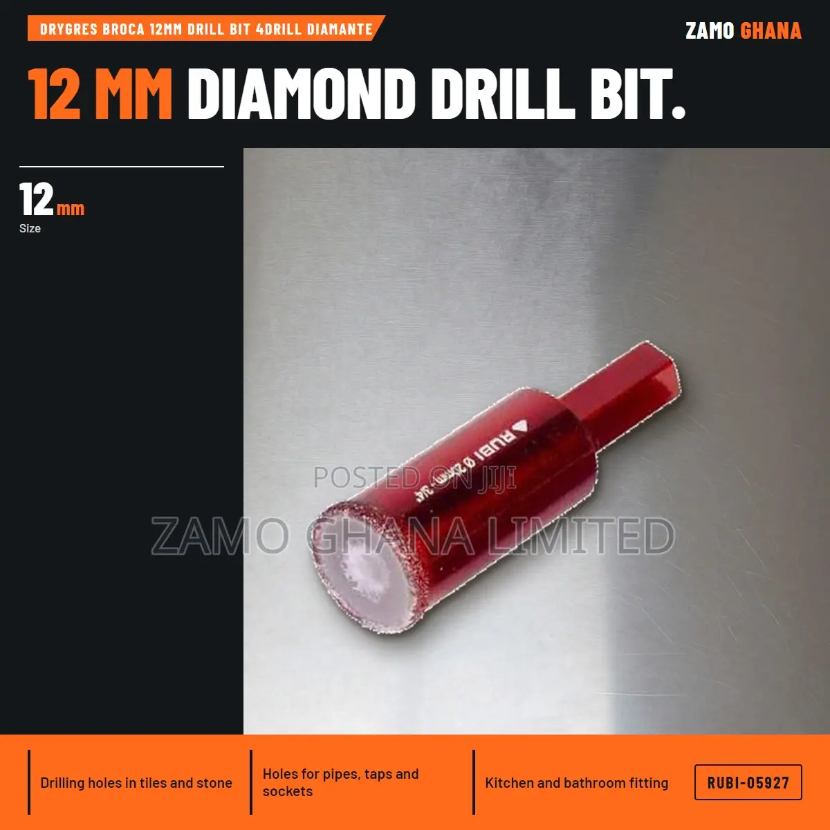 Drygres Broca 12Mm Drill Bit 4Drill Diamante - RUBI-05927