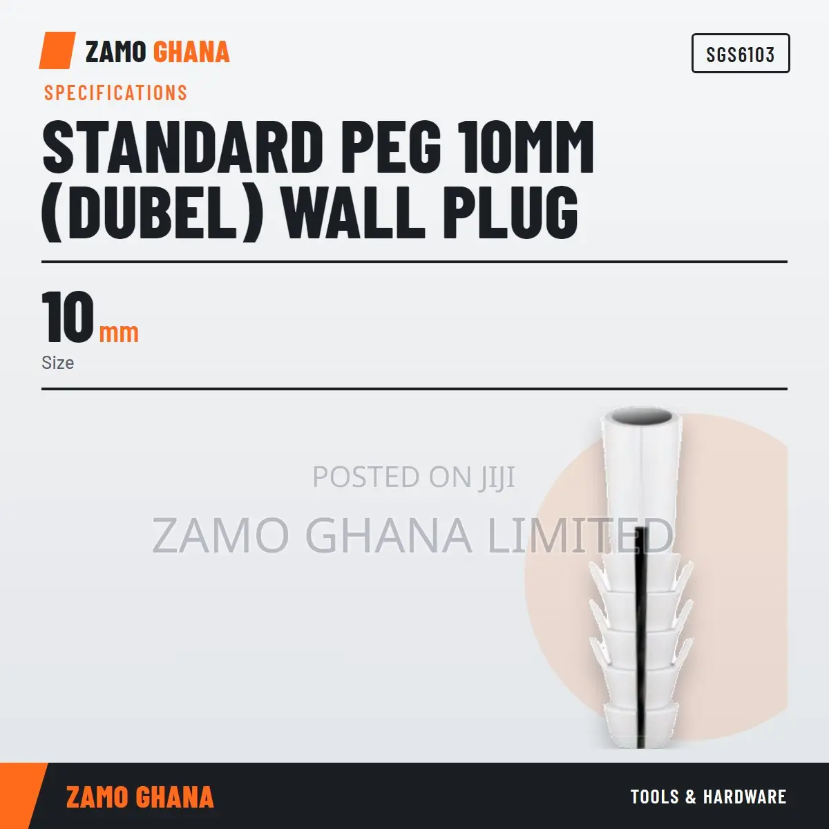 Standard Peg 10Mm (Dubel) Wall Plug - SGS6103