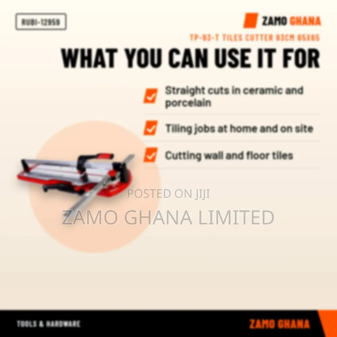 Tp-93-T Tiles Cutter 93Cm 65X65 - RUBI-12959